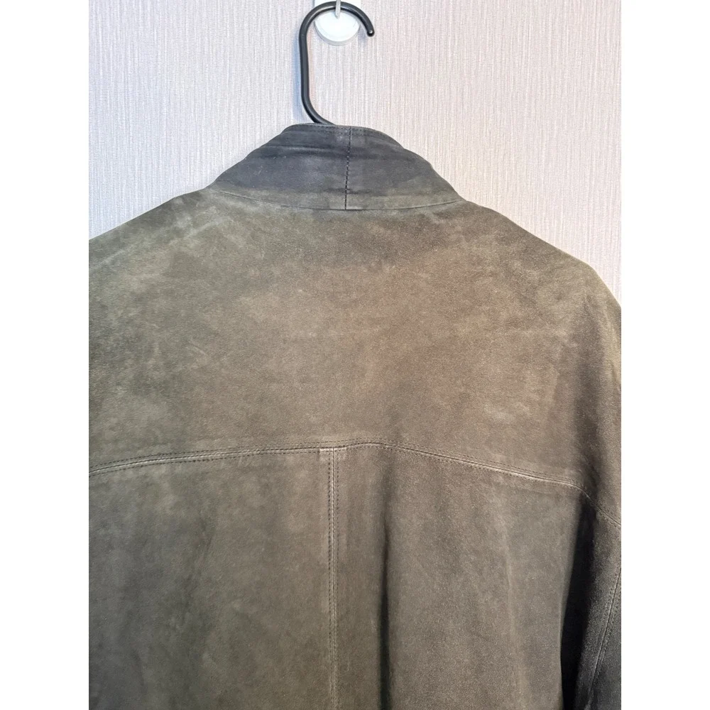 Ermenegildo Zegna Bomber Jacket Men's Size L/XL Charcoal Pelle Suede Leather VTG